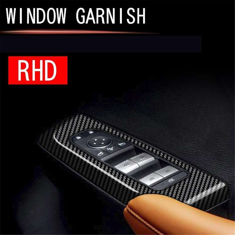 4pcs Carbon Fiber Car Door Window Lift Button Panel Cover Interior Door Panels Trim for 2022+ Rhd
