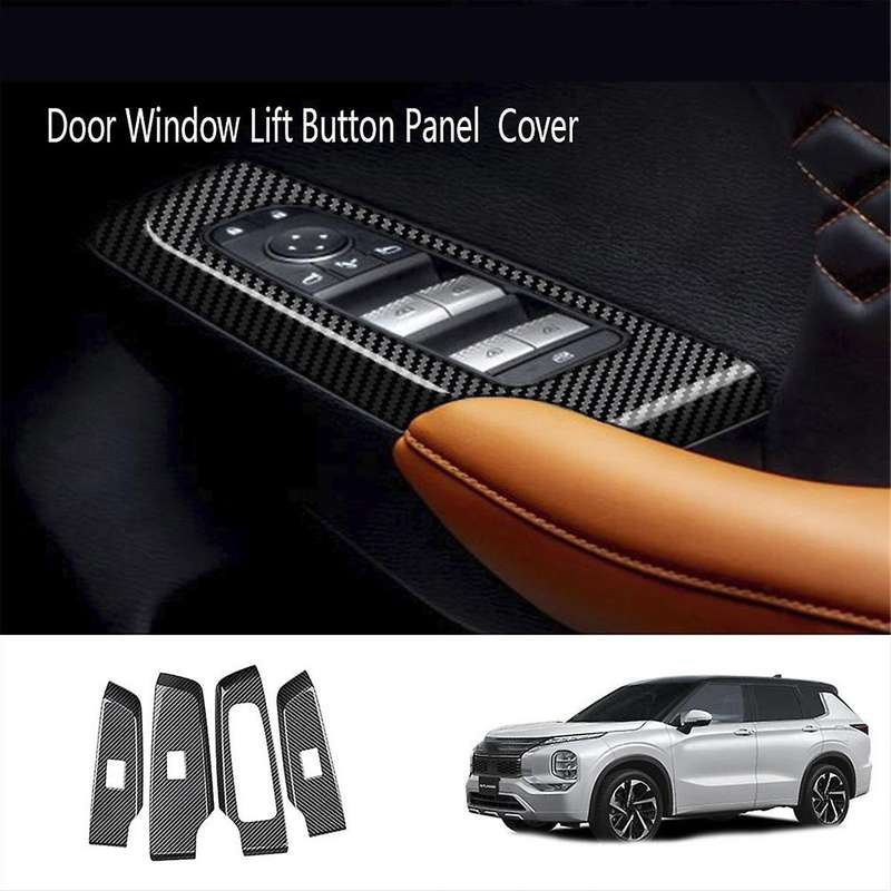 4pcs Carbon Fiber Car Door Window Lift Button Panel Cover Interior Door Panels Trim for 2022+ Rhd