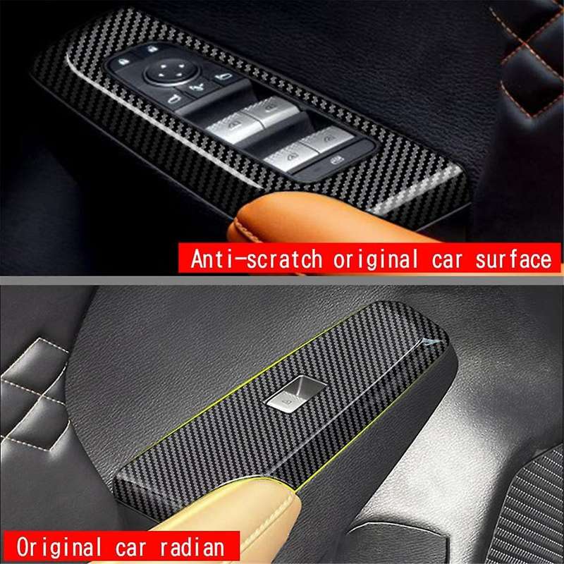 4pcs Carbon Fiber Car Door Window Lift Button Panel Cover Interior Door Panels Trim for 2022+ Rhd