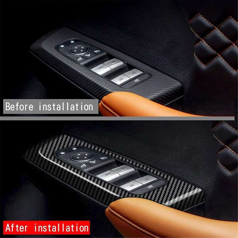 4pcs Carbon Fiber Car Door Window Lift Button Panel Cover Interior Door Panels Trim for 2022+ Rhd