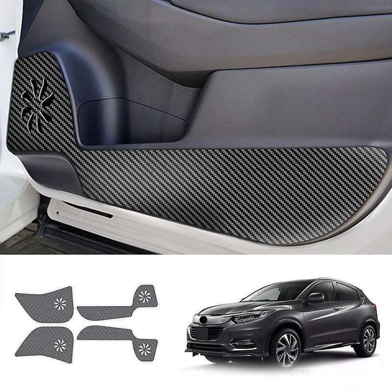4PCS Carbon Fiber Car Door Anti-Kick Protection Pad Door Anti-Scratch Protection Cover for VEZEL 202