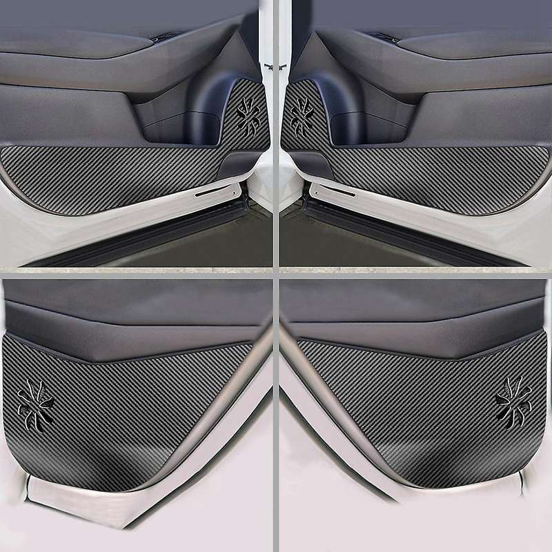 4PCS Carbon Fiber Car Door Anti-Kick Protection Pad Door Anti-Scratch Protection Cover for VEZEL 202