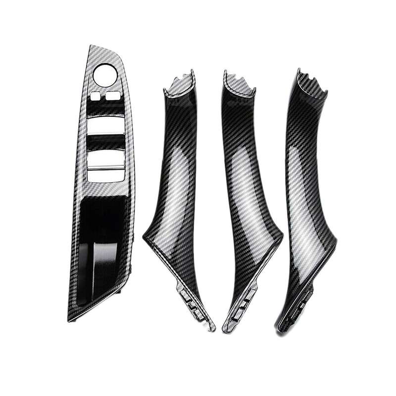 4PCS Carbon Fiber Door Window Switch Panel Interior Handle Covers for  5 Series F10 F11 F18 520I 523