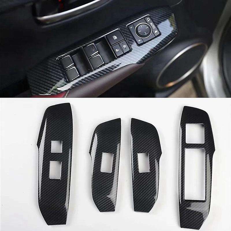 4PCS Carbon Fiber Car Window Switch Panel Adjust Cover Trim Stickers Window Button Decoration for NX