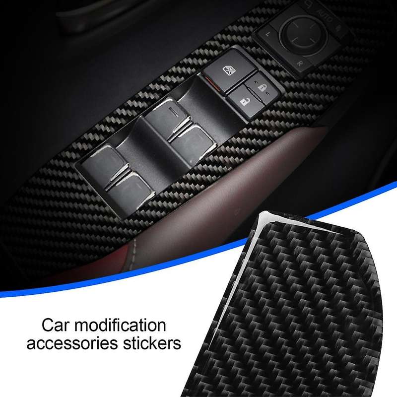 4PCS Carbon Fiber Car Window Switch Panel Adjust Cover Trim Stickers Window Button Decoration for NX