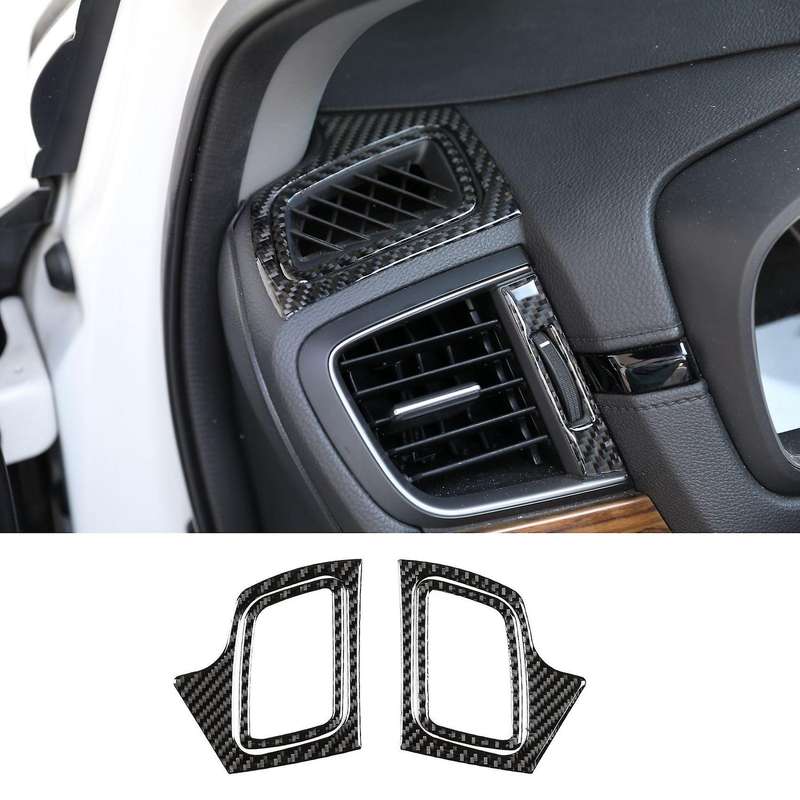 4Pcs Carbon Fiber ABS Central Control Dashboard Side Air Outlet Trim Cover for -V 2016-2019 Car Styl