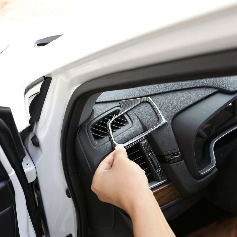 4Pcs Carbon Fiber ABS Central Control Dashboard Side Air Outlet Trim Cover for -V 2016-2019 Car Styl