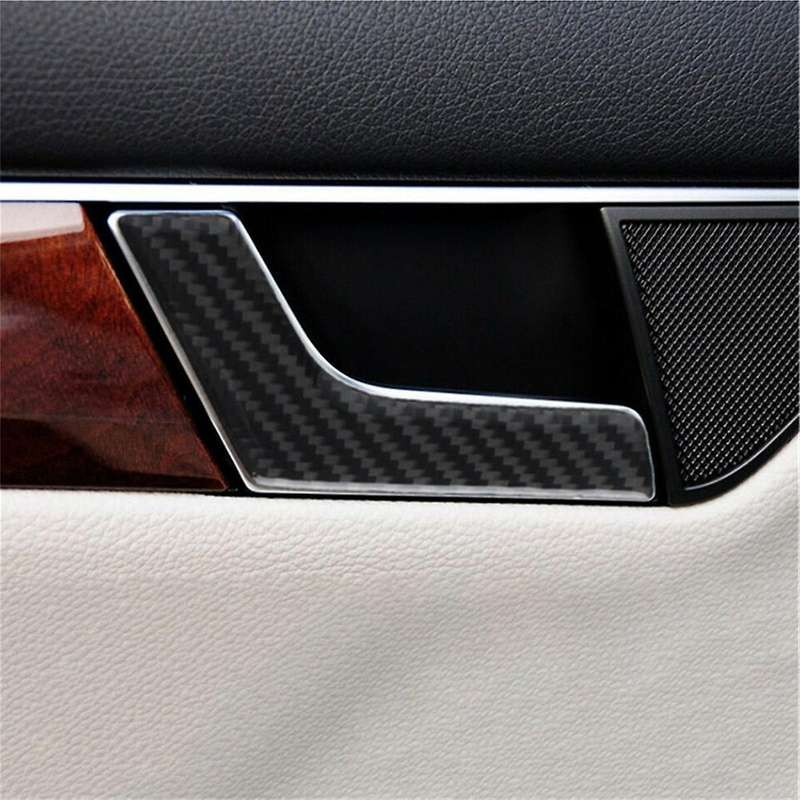 4Pcs Carbon Fiber Interior Door Handle Trim for C-Class W204 2007-13