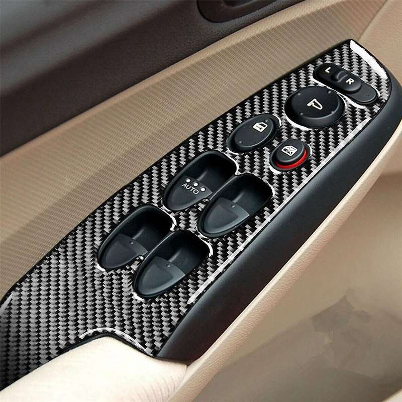 4pcs Carbon Fiber Window Switch Panel Trim Cover for 8th 2006-2011
