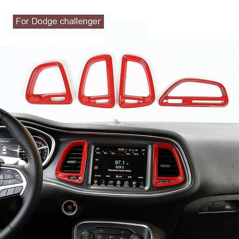 4Pcs Center Console Air Condition Outlet Vent Trim Interior Accessories for 2015-2019, Red