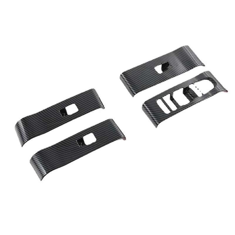 4pcs Carbon Fiber Pattern Car Window Control Panel Cover Door Lock Switch Trim Stickers for 2022 Yu