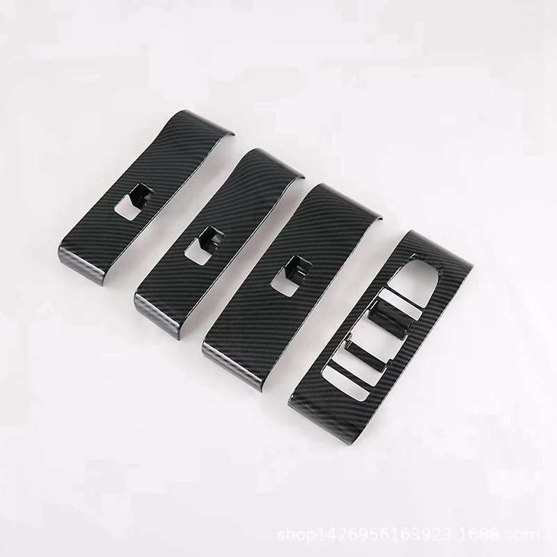 4pcs Carbon Fiber Pattern Car Window Control Panel Cover Door Lock Switch Trim Stickers for 2022 Yu