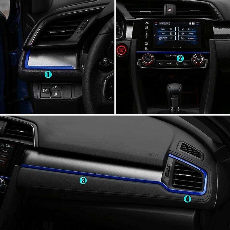 4Pcs Center Consoles Panel Stickers Dashboard Trims Strips Inner Decals for 10Th Gen 2019 2018 2017