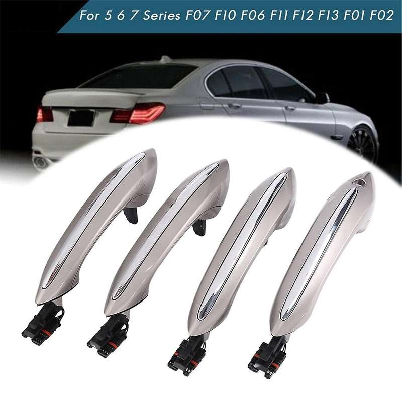 4pcs Champagne Outer Exterior Door Handle Set with Light for 5 6 7 Series F07 F10 F11 F06 F12 F13 F0
