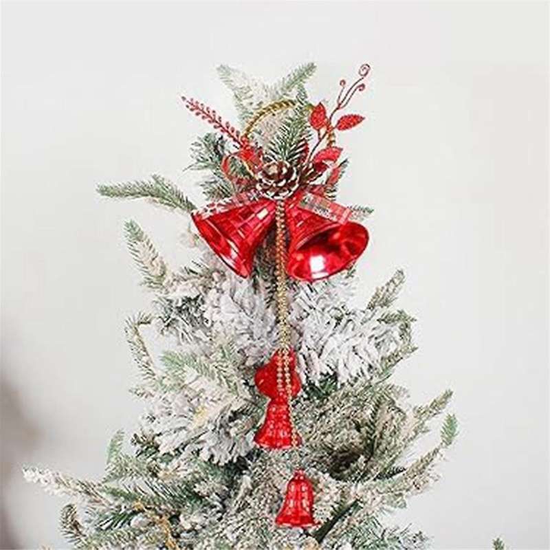 4pcs Christma Jingle Bells Door Hanger Ornaments Red Christmas Tree Decorations with 5 Bells and Pin