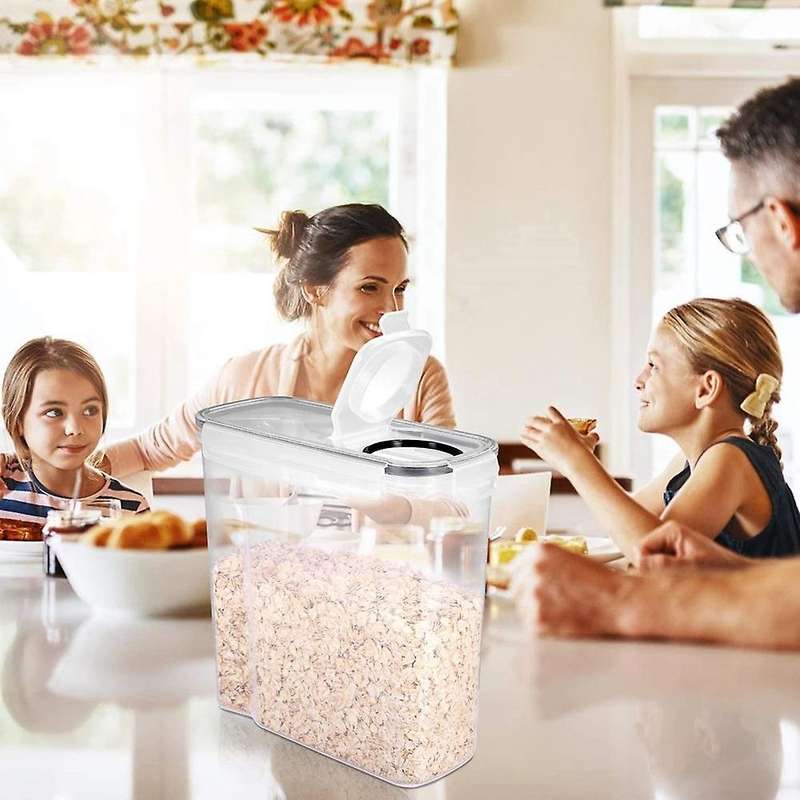 4Pcs Cereal Storage Containers Airtight Food Storage Box Large PP Kitchen Keeper Easy Pouring Lid Se