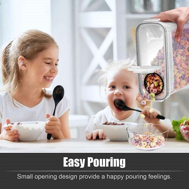 4Pcs Cereal Storage Containers Airtight Food Storage Box Large PP Kitchen Keeper Easy Pouring Lid Se