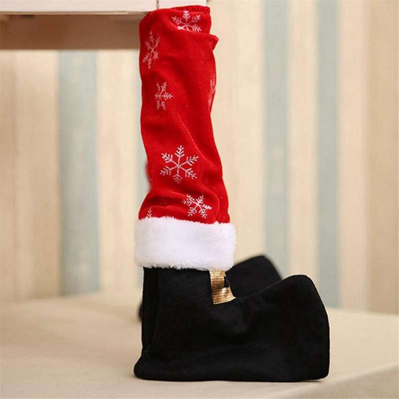4Pcs Christmas Chair Leg Covers Cloth Table Furniture Knitted Socks Floor Protectors to Protect Floo