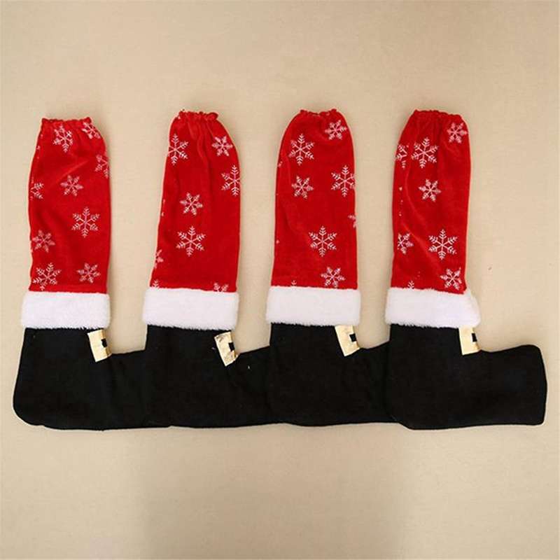 4Pcs Christmas Chair Leg Covers Cloth Table Furniture Knitted Socks Floor Protectors to Protect Floo