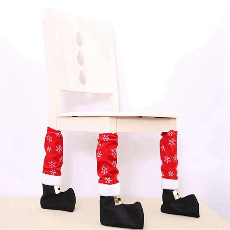 4Pcs Christmas Chair Leg Covers Cloth Table Furniture Knitted Socks Floor Protectors to Protect Floo