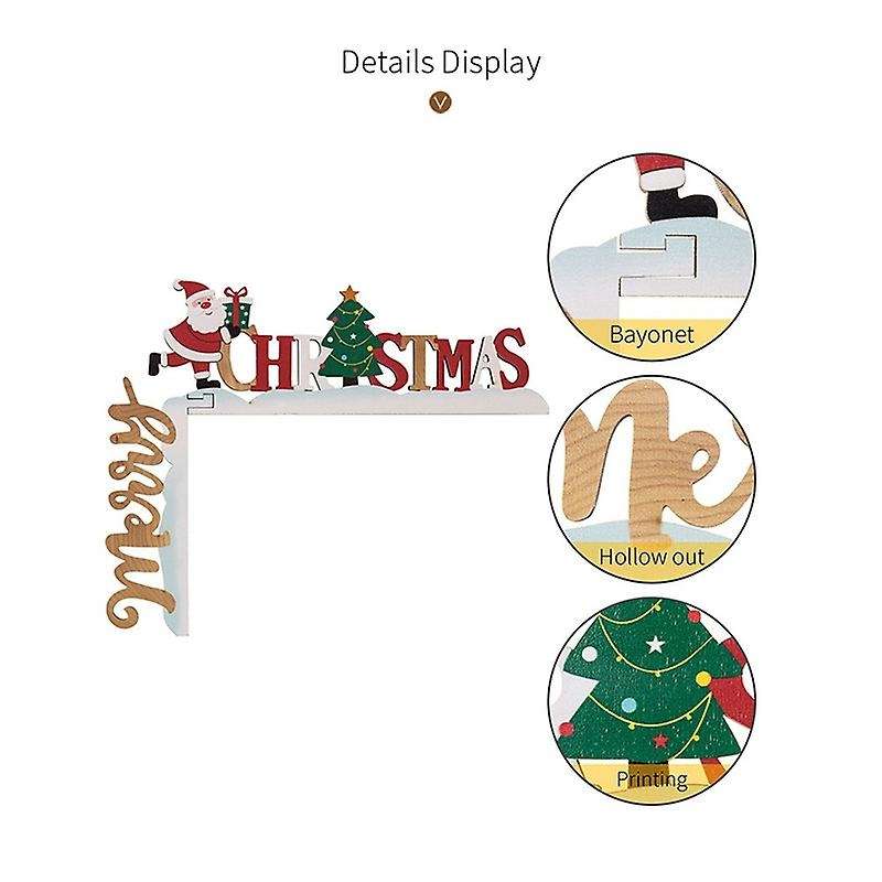 4PCS Christmas Decorations,Wooden Corner Door Frame Decoration,Cartoon Painting,No Face Elderly Pend