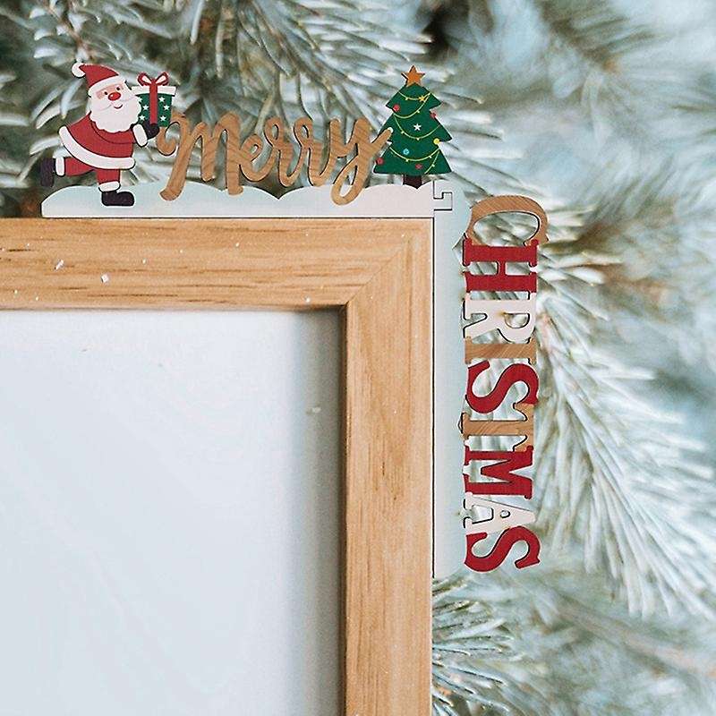 4PCS Christmas Decorations,Wooden Corner Door Frame Decoration,Cartoon Painting,No Face Elderly Pend