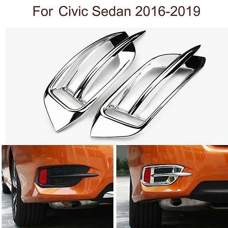 4Pcs Chrome Bumper Front&Rear Fog Light Lamp Cover Grille for 10Th 2016-2019