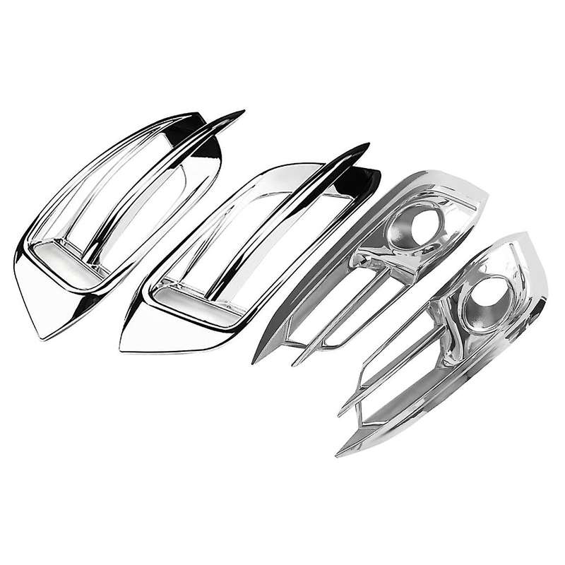 4Pcs Chrome Bumper Front&Rear Fog Light Lamp Cover Grille for 10Th 2016-2019