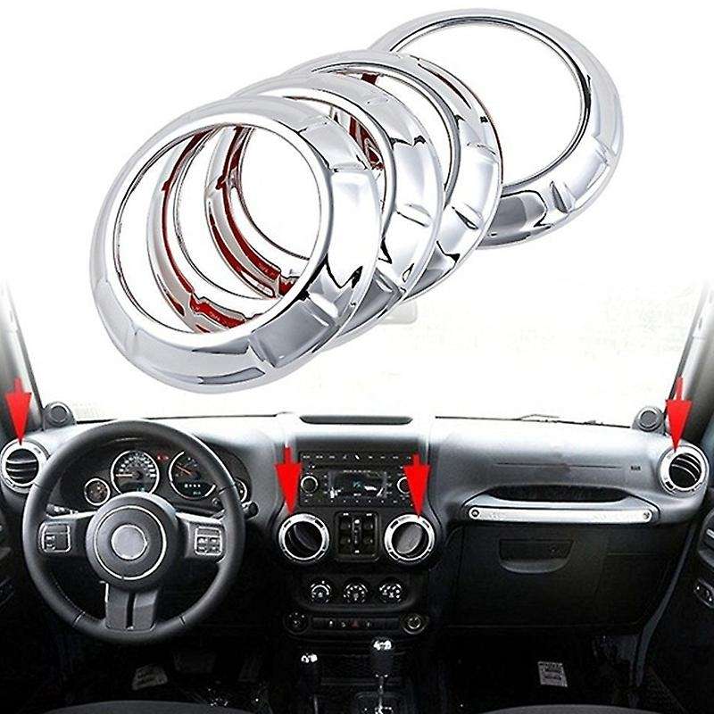 4Pcs Chrome Car Dash Air Conditioning Vent Trim Cover for JK 11-17
