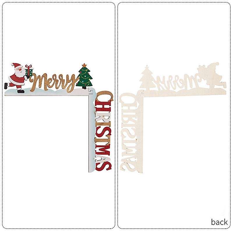 4pcs Christmas Decorations,wooden Corner Door Frame Decoration,cartoon Painting,no Face Elderly Pen