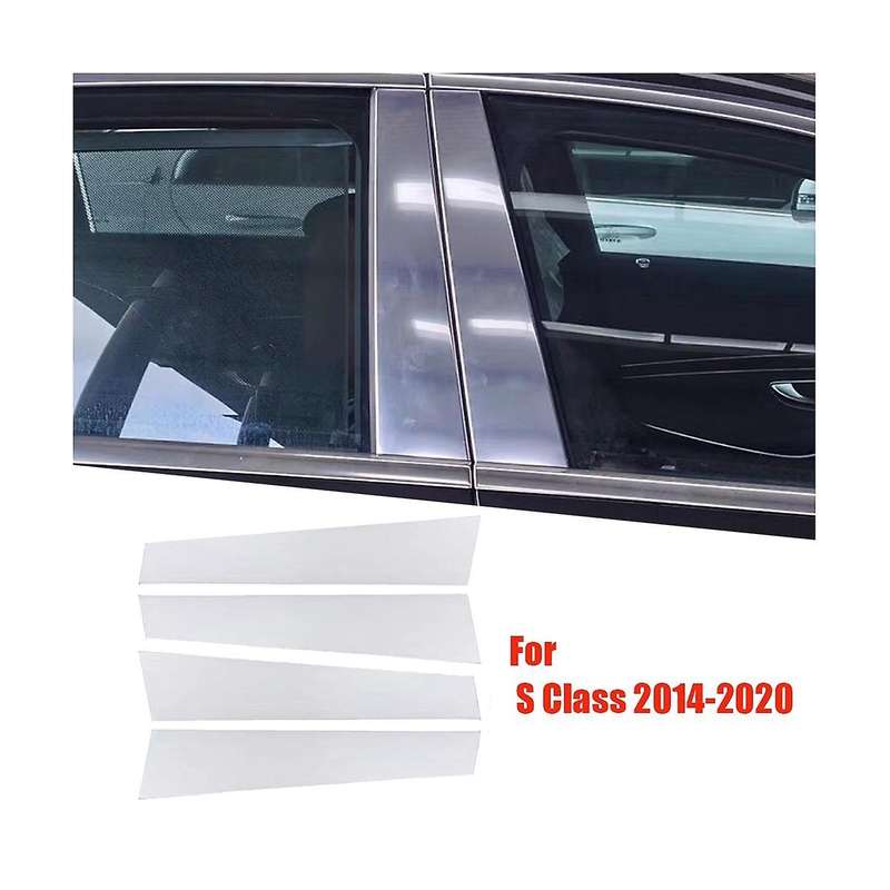 4Pcs Chrome Door Window B Pillar Bright Strip for S Class 2014-2020 Exterior Window Center Post Tri