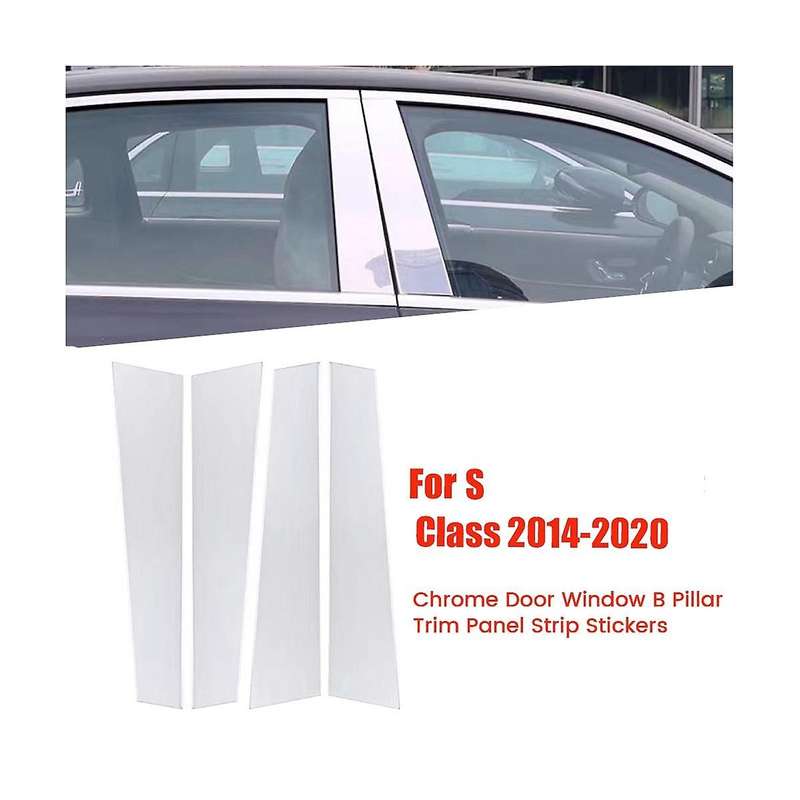 4pcs Chrome Door Window B Pillar Bright Strip for S Class 2014-2020 Exterior Window Center Post Trim