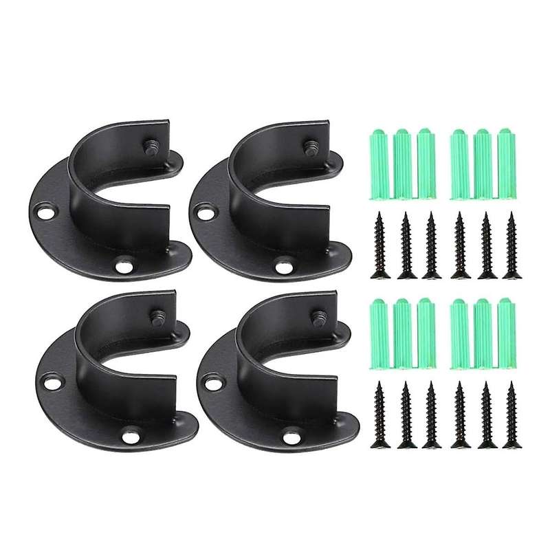 4pcs Closet Rod Brackets Support Flange Holders with Screws U Shaped Wardrobe Bracket Pole Socket En