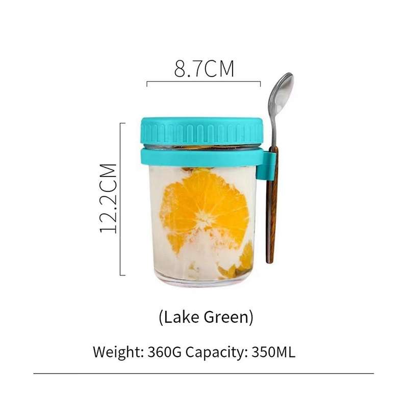 4pcs Container with Lid and Spoon, Glass Jars Is Suitable for Yogurt, Pudding and Cereal, Sealed Oat