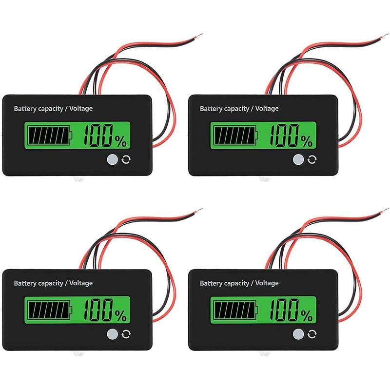 4Pcs DC12V 24V 36V 48V 72V Battery MeterBattery Capacity Voltage Indicator Lead-Acid and Lithium Ion