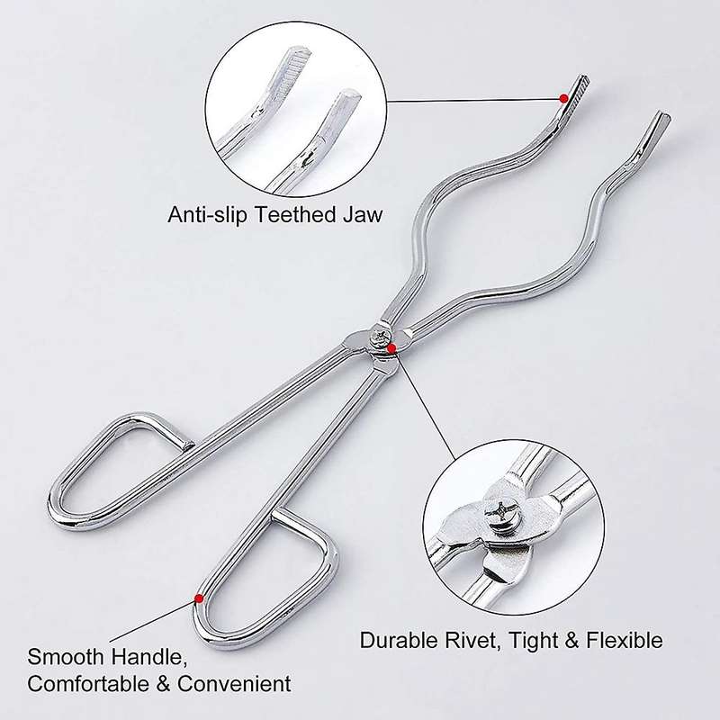 4PCS Crucible Tongs Long Stainless Steel Crucible Tongs with Bow Metal Refining Casting Tool