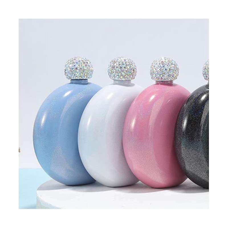 4pcs Cute Liquor Flask for Women 5oz Stainless Steel Flask for Liquor Glitter Coating Small Flask P