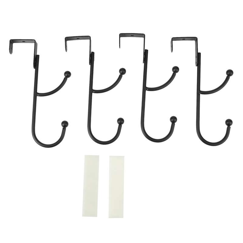 4Pcs Decorative over Door Double Hook Storage Organizer Rack for Coats, Hoodies, Hats, Scarves, Pur