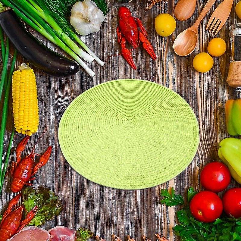 4pcs Dining Table Mat Woven Placemat Pad Heat Resistant Bowls Cups Coaster Table Party Supply(green