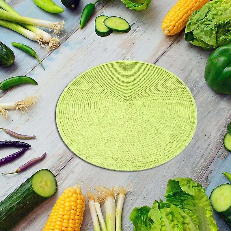 4pcs Dining Table Mat Woven Placemat Pad Heat Resistant Bowls Cups Coaster Table Party Supply(green