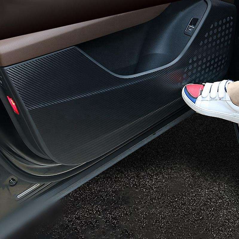 4Pcs Door Anti Kick Mat,Carbon Fiber Door Protector Anti-Kick Mat for A3 Dust Proof Protection Car I