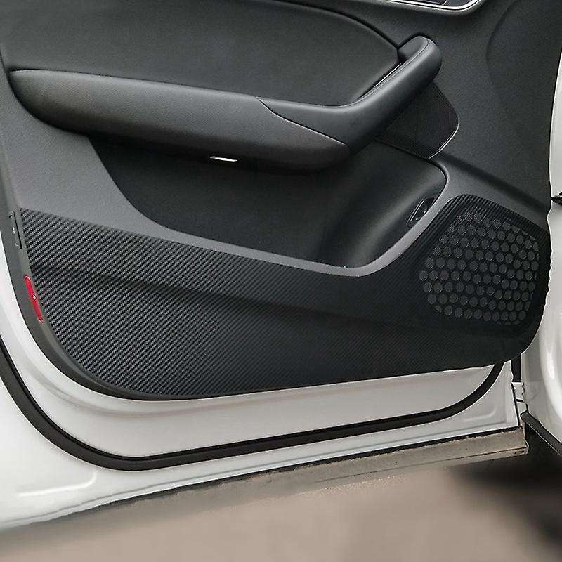 4Pcs Door Anti Kick Mat,Carbon Fiber Door Protector Anti-Kick Mat for A3 Dust Proof Protection Car I