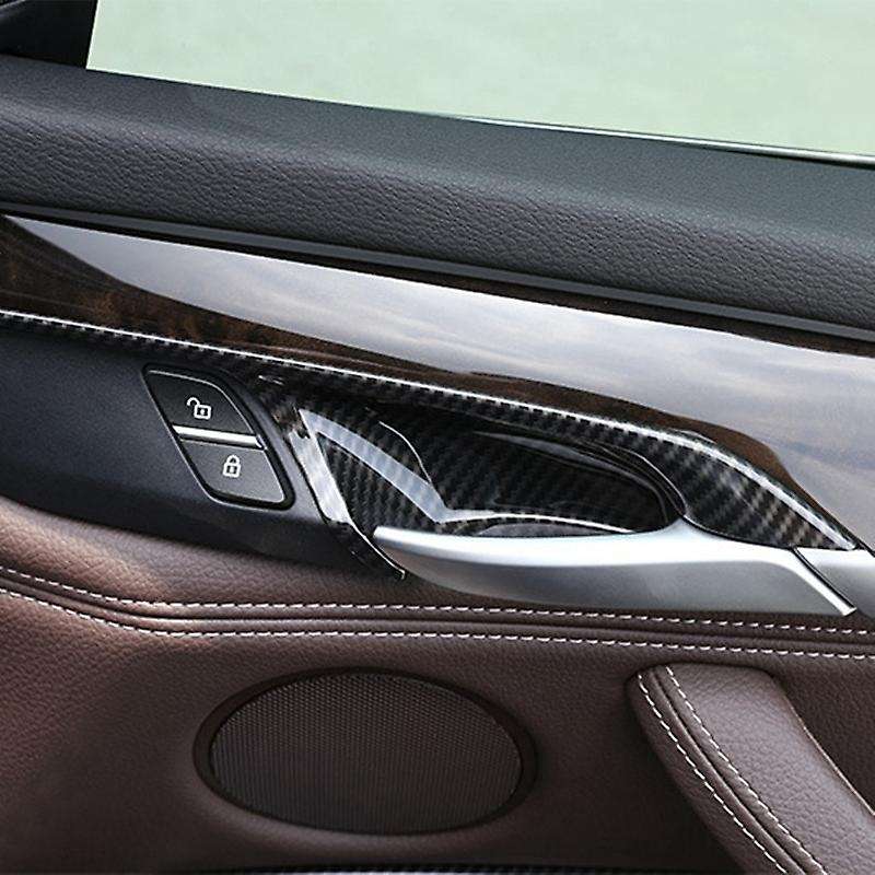 4Pcs Door Handle Bowl Cover Trims Decoration Accessories Set for X5 F15 X6 F16 2014-2018 Carbon Fibe