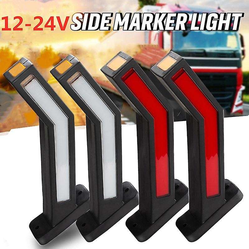 4PCS Dynamic Truck LED Rubber Side Lights 12V 24V Universal Trailer Side Marker Lights Waterproof Ou