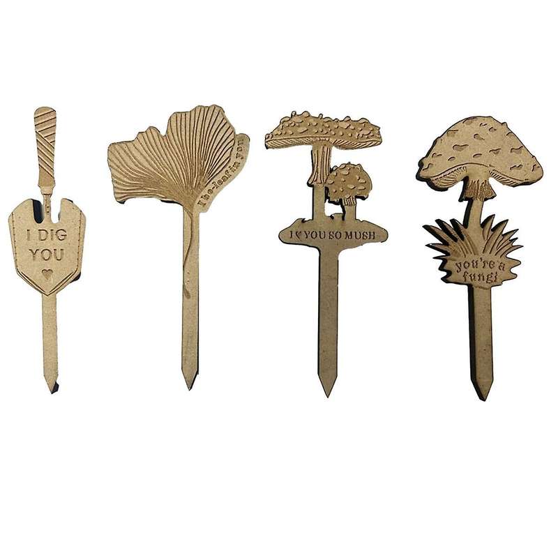 4PCS Encourage Plant Picking Labels Wood Plant Tags Mushroom Vegetable Picking Garden Potted Plant P