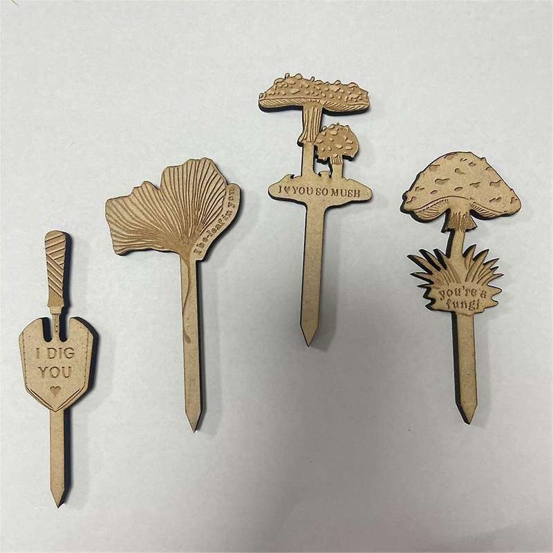 4PCS Encourage Plant Picking Labels Wood Plant Tags Mushroom Vegetable Picking Garden Potted Plant P