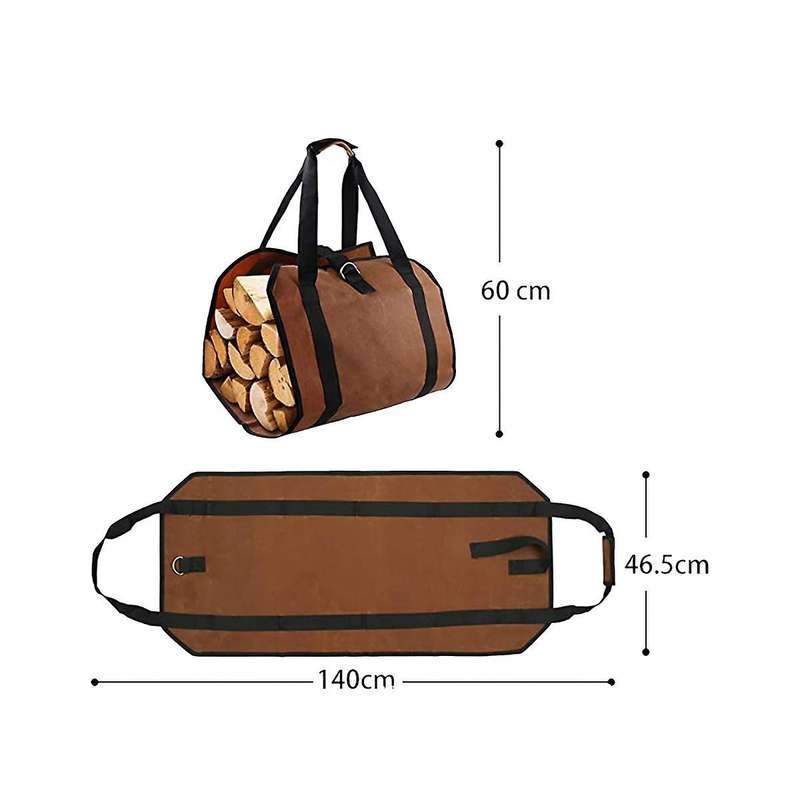 4PCS Firewood Storage Bag Portable Firewood Carrying Bag Portable Canvas Logging Bag