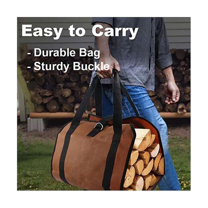 4PCS Firewood Storage Bag Portable Firewood Carrying Bag Portable Canvas Logging Bag