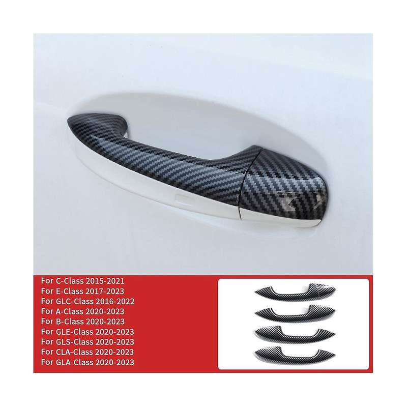 4Pcs Exterior Door Handle Trim Cover Stickers for C/ E/GLC// //GLS/CLA/GLA-Class Carbon Fiber