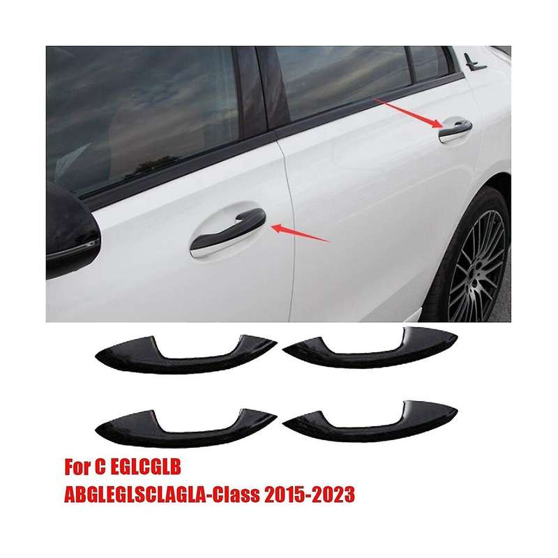4Pcs Exterior Door Handle Trim Cover Stickers for C/ E/GLC// //GLS/CLA/GLA-Class Glossy Black